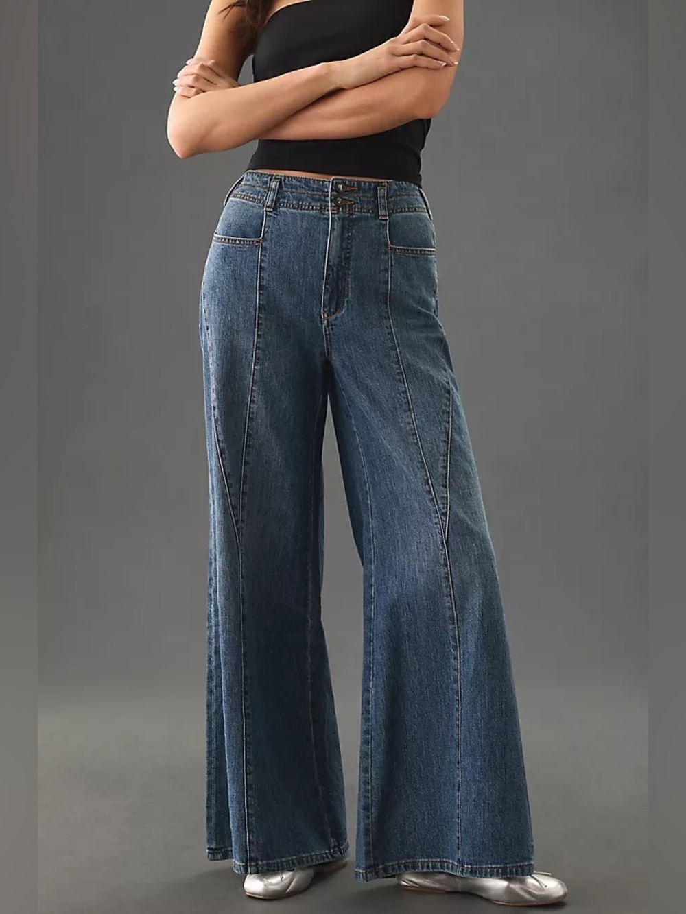 Anthropologie Pilcro Twisted High-Rise Wide-Leg Jeans Tall Inseam